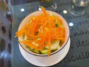 cucumber sald at Vegan Center Cafe in Vientiane