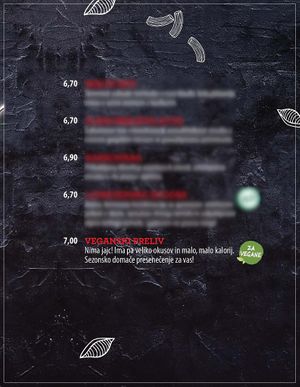 Vegan sauce/dressing for pasta in the menu at Pizzerija Rondo in Sevnica