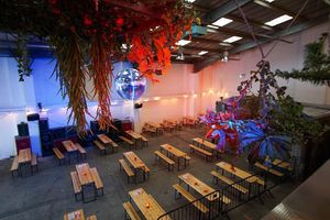 SEATING INSIDE THE COLOUR FACTORY at The Green Grill - Hackney Wick in East London