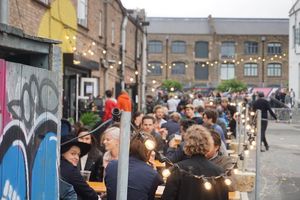 SEATING OUTSIDE THE COLOUR FACTORY at The Green Grill - Hackney Wick in East London