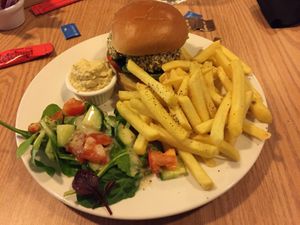 Falafel burger, £8.95 at South Downs YHA in Southease
