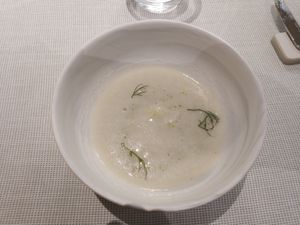 Sopa de hinojo at Xavier Pellicer in Barcelona