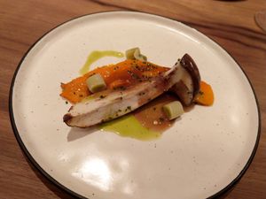 Roasted pumpkin, boletus mushroom and confited leek at Xavier Pellicer in Barcelona