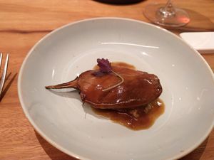Candied aubergine in miso sauce at Xavier Pellicer in Barcelona