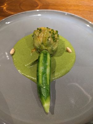 Zuchini with sauce at Xavier Pellicer in Barcelona