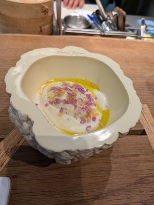 Cauliflower and Olive oil emulsion at Xavier Pellicer in Barcelona