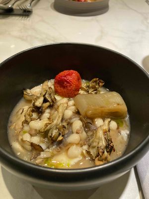 beans and mushrooms (absolutely excellent) at Xavier Pellicer in Barcelona