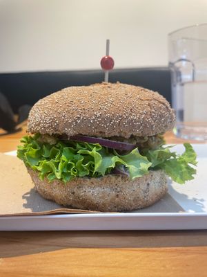 Vegan fallen angel burger at Devil Burger in Queenstown