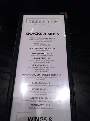 Menu sides at Venetian Hotel - Black Tap in Las Vegas