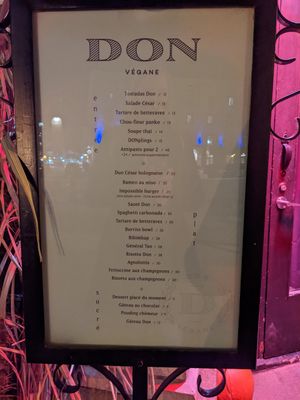 Exterior menu at Don Vegan in Quebec