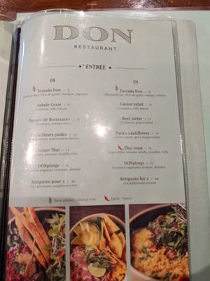 Lunch menu at Don Vegan in Quebec
