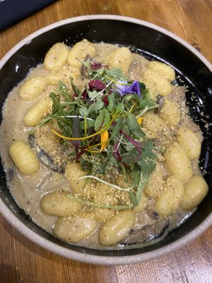 Gnocchi with mushroom sauce   at Don Vegan in Quebec