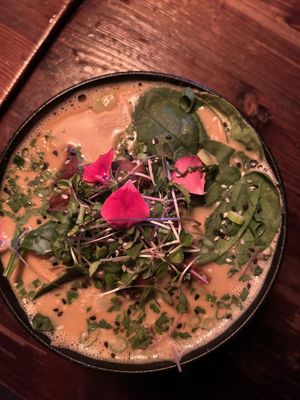 Thai coconut soup with rice noodles   at Don Vegan in Quebec