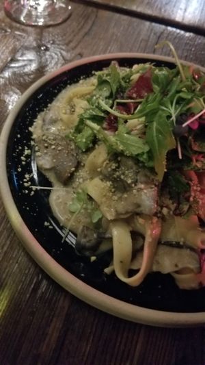 Mushroom fettuccine at Don Vegan in Quebec