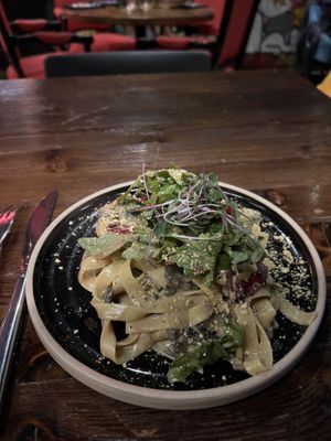 Pasta with mushrooms   at Don Vegan in Quebec