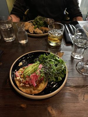 Taco and dumplings (starters) at Don Vegan in Quebec