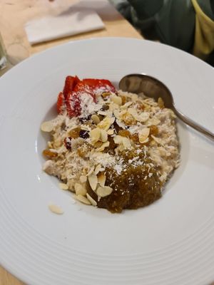 Oatmeal with coconut milk at Erti Kava in Tbilisi