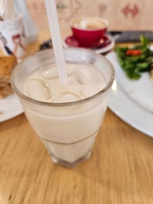 Cold brew tea with coconut milk at Erti Kava in Tbilisi