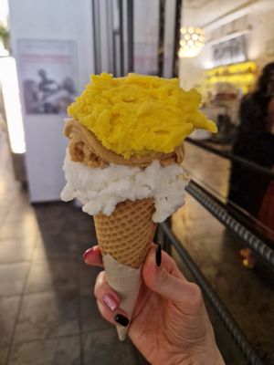 Medium portion in a cone - you can choose up to 3 flavours at Creme de la Creme - Zmrzlinový Salon  in Prague