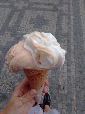 Vegan coconut and walnut medium sized cone. at Creme de la Creme - Zmrzlinový Salon  in Prague