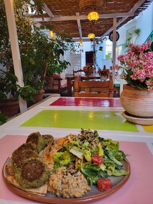 Falafel platter at Pernera in Patmos