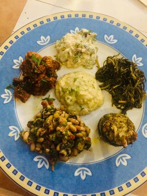 The mezze plate of the day! Amazing! at Pernera in Patmos