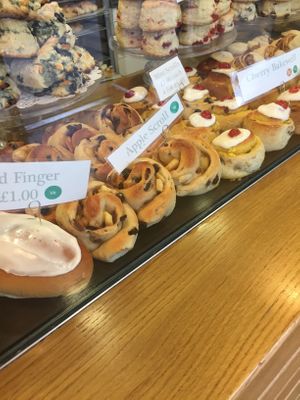 Sweet buns  at Bramhall Bakery in Poynton