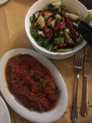stuffed eggplant&green salad  at Odaja in Gjirokaster