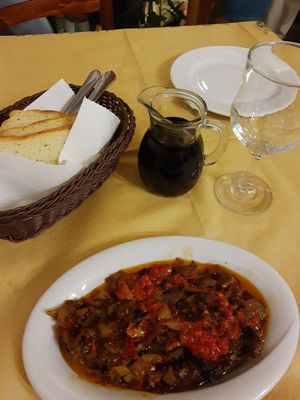Stuffed eggplant at Odaja in Gjirokaster