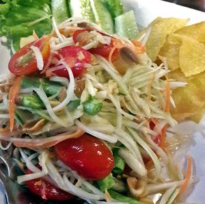 Som tam papaya salada at Barracuda. Asked vegan with no fish sauce or shrimps.  at Barracuda in Koh Lanta