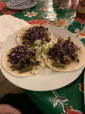 Nopal tacos (“cactus meat”) at Ay Chihuahua in Torre De La Horadada