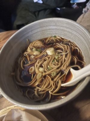 Hataka noodles in house broth   at Dorshi in Bridport