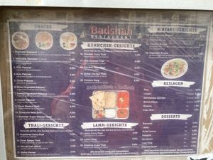Great menu at Badshah in Hamburg