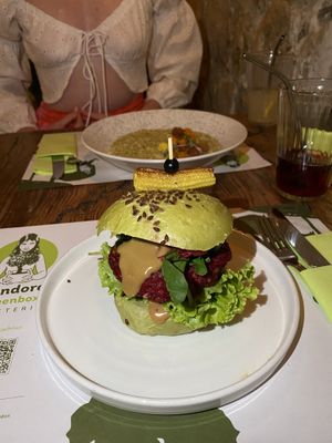 Pandora burger and risotto  at Pandora Greenbox in Split