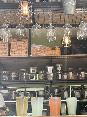 Different kind of lemonades and a matcha latte  at Pandora Greenbox in Split