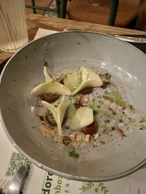 Kohlrabi pockets - Appetizer (one pocket was already missing)  at Pandora Greenbox in Split