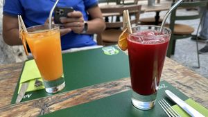 Cold pressed mix of juices  at Pandora Greenbox in Split