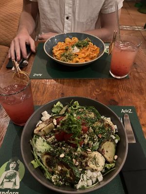 Lovely grilled veg salad, and my bf's pasta  at Pandora Greenbox in Split