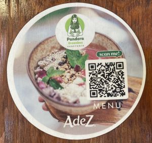 QR code for their latest menu (in euros also). Fyi no more truffle offerings b/c they're totally vegan now  at Pandora Greenbox in Split