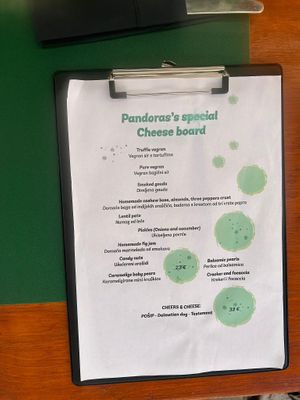 Extra menu, probably not always available, but very good!! at Pandora Greenbox in Split