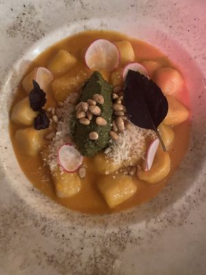 Gnocchi with pestoo  at Pandora Greenbox in Split