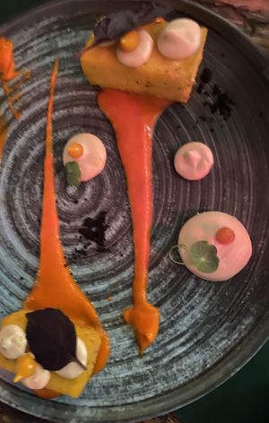 Polenta with sauces   at Pandora Greenbox in Split