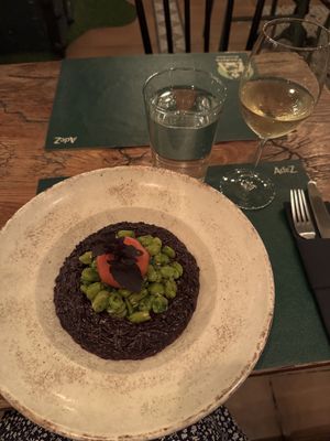 Black rice risottoo  at Pandora Greenbox in Split