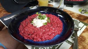 Vegetarian risotto at Pandora Greenbox in Split