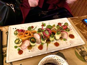 So pretty!  Vegan appetizer (I had this as a main).  Really tasty and healthy too.   at Pandora Greenbox in Split