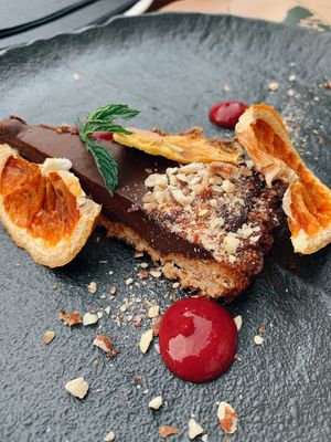 Vegan chocolate tarte  at Pandora Greenbox in Split