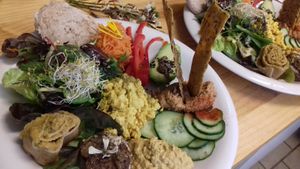 Brunch plate. Twice a month on a Sunday we hold a vegan brunch from 10am to 2pm. Due to COVID we're having a Brunch-break...ask us for the next one! ;) at Crulinària in La Bisbal Demporda