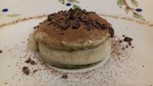 TiRAWmissu with cashewnut cream and cacao nibs! at Crulinària in La Bisbal Demporda