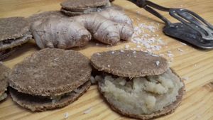 Raw coconut biscuits with homemade marzipan filling at Crulinària in La Bisbal Demporda