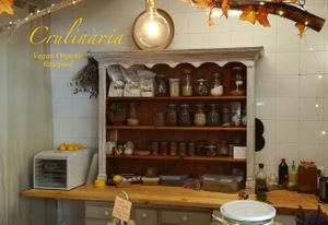 This is the little and homely kitchen in which all the vegan raw food specialities are produced. Have a look inside and enjoy the colourful variety of tasty living foods! at Crulinària in La Bisbal Demporda